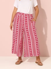Yours Curve Red Jersey Midaxi Culotte Print - Image 1 of 5