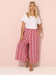 Yours Curve Red Jersey Midaxi Culotte Print - Image 2 of 5