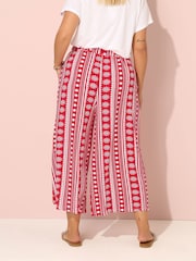 Yours Curve Red Jersey Midaxi Culotte Print - Image 3 of 5