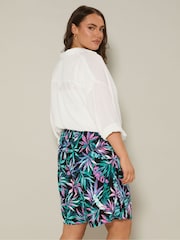 Yours Curve Black Woven Paperbag Waist Shorts - Image 3 of 5