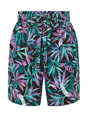 Yours Curve Black Woven Paperbag Waist Shorts - Image 5 of 5
