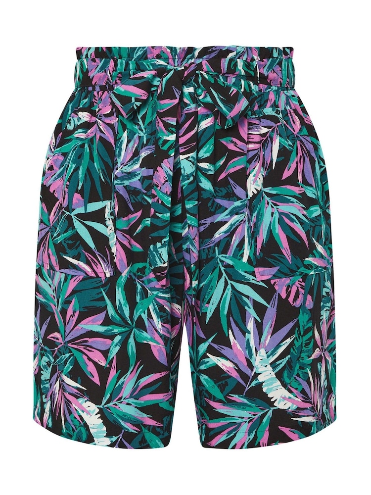 Yours Curve Black Woven Paperbag Waist Shorts - Image 5 of 5