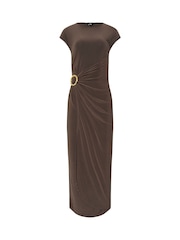 Long Tall Sally Brown Drape Buckle Midaxi Dress - Image 1 of 1