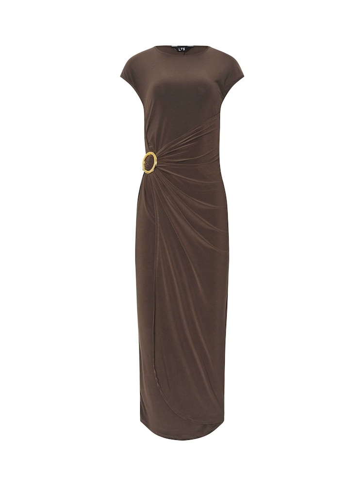 Long Tall Sally Brown Drape Buckle Midaxi Dress - Image 1 of 1