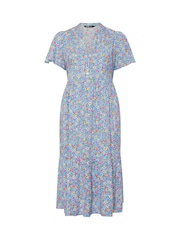 Yours Curve Blue Half Placket Dress - Image 5 of 5