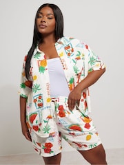 Yours Curve White Crinkle Co-Ord Shorts - Image 1 of 5