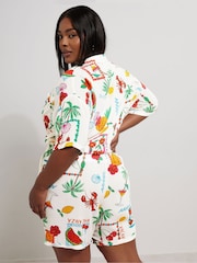 Yours Curve White Crinkle Co-Ord Shorts - Image 3 of 5