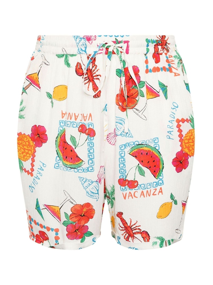 Yours Curve White Crinkle Co-Ord Shorts - Image 5 of 5