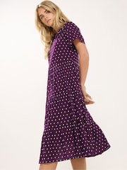 M&Co Purple Petite Tiered Dobby Dress - Image 2 of 5