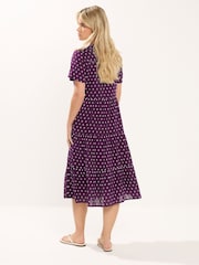 M&Co Purple Petite Tiered Dobby Dress - Image 3 of 5