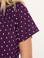 M&Co Purple Petite Tiered Dobby Dress - Image 4 of 5