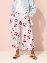 Yours Curve White Crinkle Midaxi Culottes - Image 1 of 5