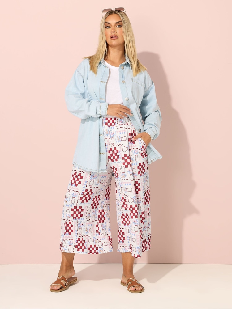 Yours Curve White Crinkle Midaxi Culottes - Image 2 of 5
