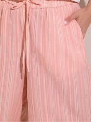 Yours Curve Pink Textured Stripe Midaxi Trousers - Image 4 of 5