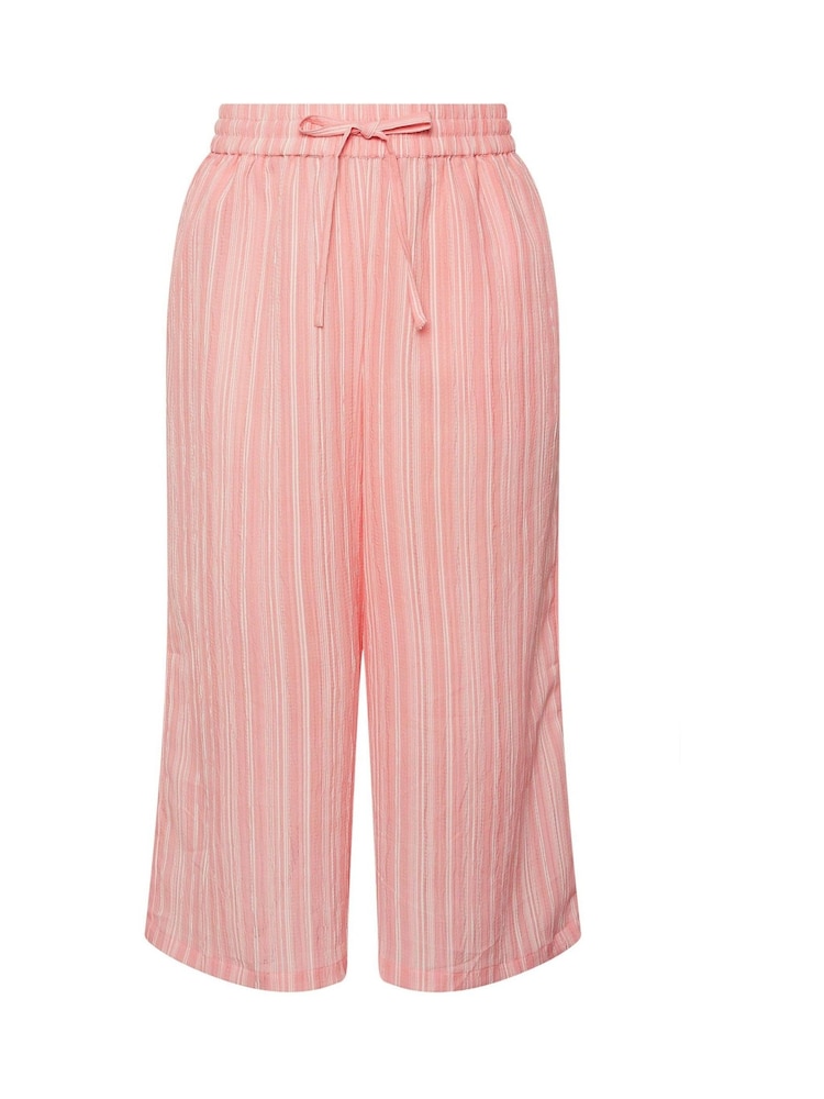 Yours Curve Pink Textured Stripe Midaxi Trousers - Image 5 of 5