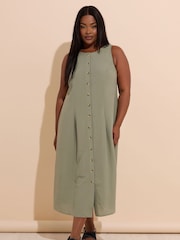 Yours Curve Grey Containing Linen Maxi Dress - Image 9 of 11