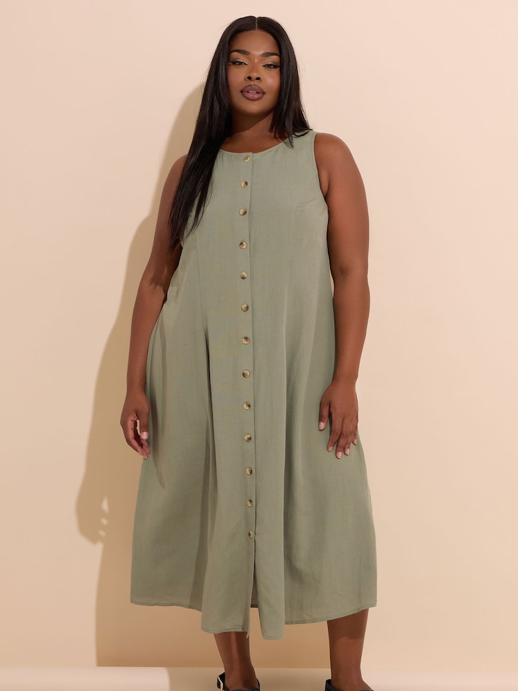 Buy Yours Curve Grey Containing Linen Maxi Dress from the Next UK