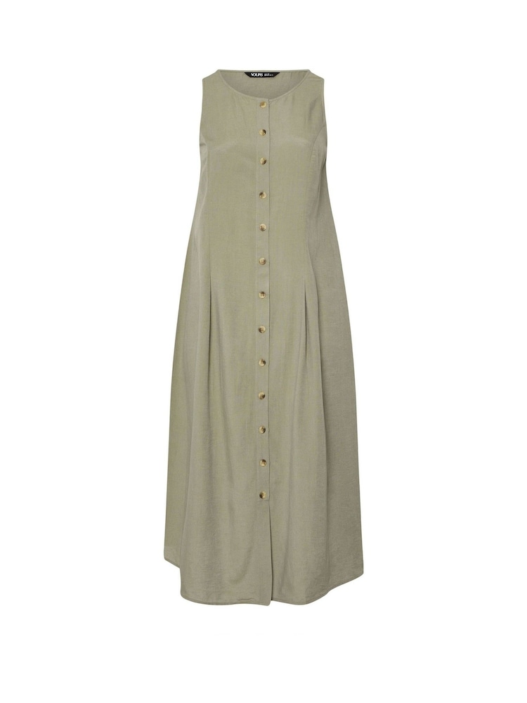 Yours Curve Green Containing Linen Maxi Dress - Image 2 of 6