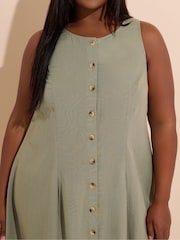 Yours Curve Green Containing Linen Maxi Dress - Image 3 of 6