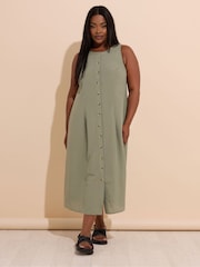 Yours Curve Green Containing Linen Maxi Dress - Image 5 of 6
