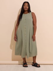 Yours Curve Grey Containing Linen Maxi Dress - Image 6 of 11