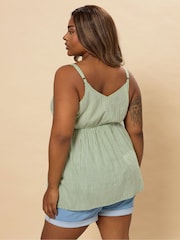 Yours Curve Green Gingham Tie Front Top - Image 3 of 6