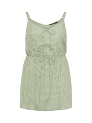 Yours Curve Green Gingham Tie Front Top - Image 6 of 6