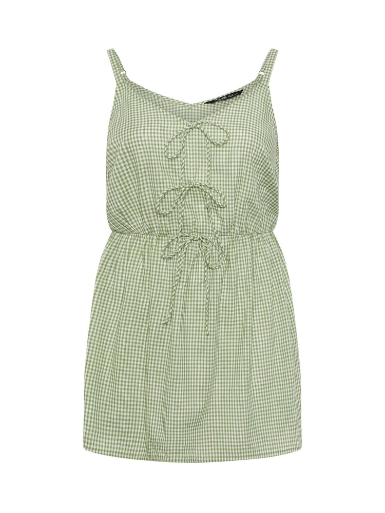 Yours Curve Green Gingham Tie Front Top - Image 6 of 6