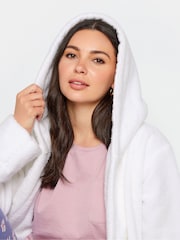 Long Tall Sally White 100% Cotton Hooded Maxi Robe - Image 2 of 5