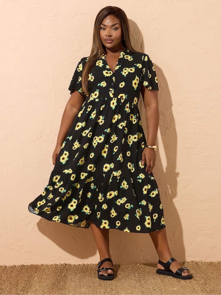Schwarz - Yours Curve Half Placket Dress - Bild 2 von 5