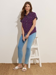M&Co Purple Short Sleeve Dobby Shirt - Image 2 of 5