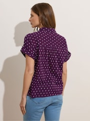 M&Co Purple Short Sleeve Dobby Shirt - Image 3 of 5