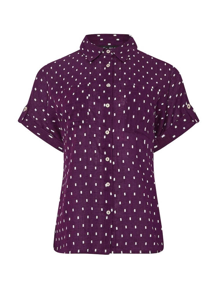 M&Co Purple Short Sleeve Dobby Shirt - Image 5 of 5
