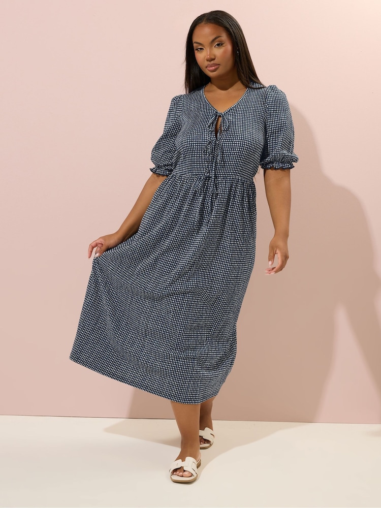 Yours Curve Black Bow Front Midaxi Dress - Image 1 of 5