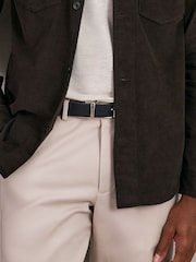 Reiss Dark Stone/Navy Ricky Reversible Reversible Leather Belt - Image 6 of 6