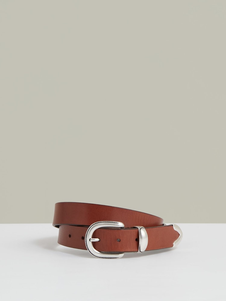 Reiss Tan Brown Jonny Leather Western Belt - Image 1 of 4