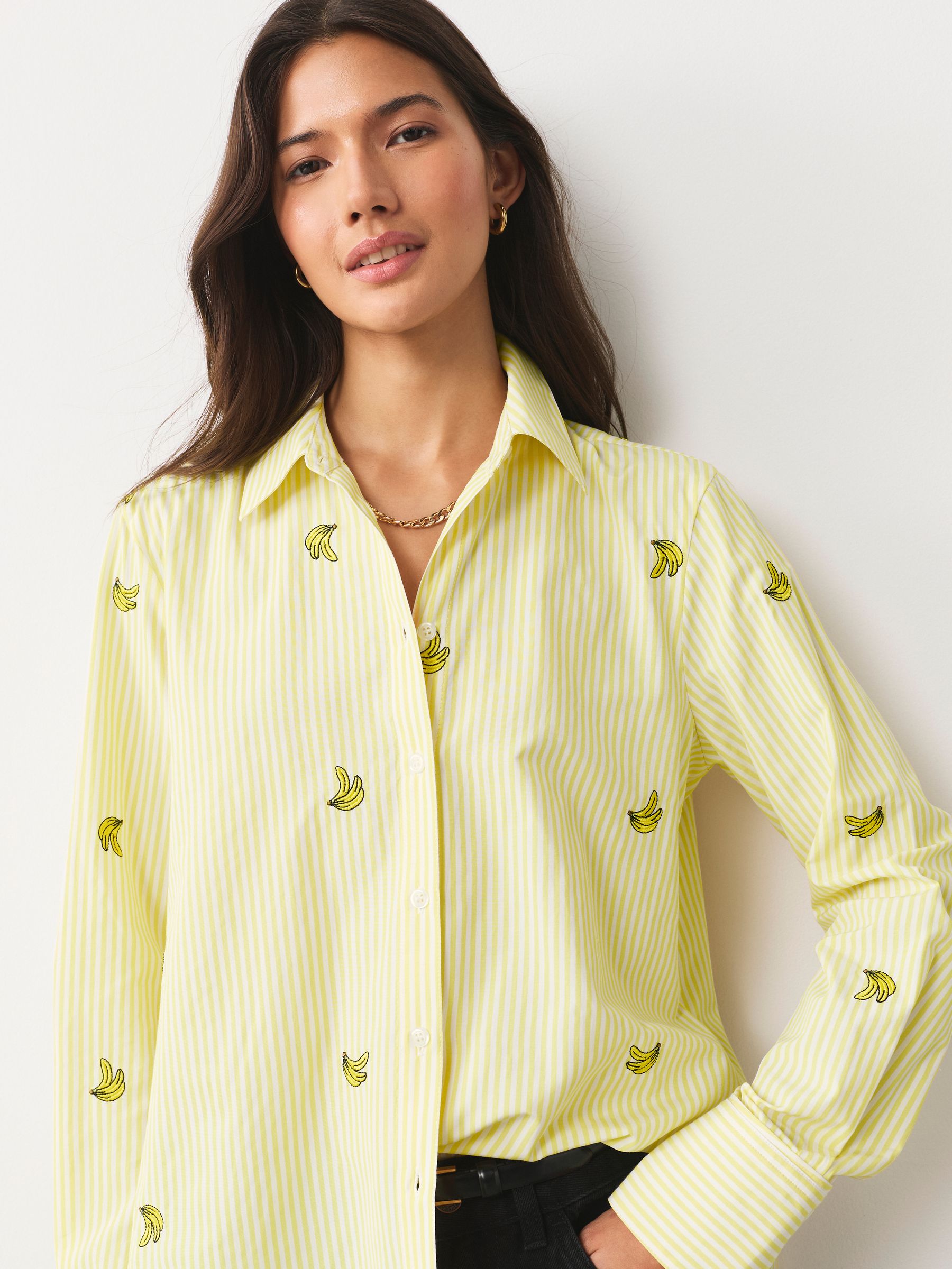 Buy Yellow/White Stripe Banana Embroidered Long Sleeve Shirt from