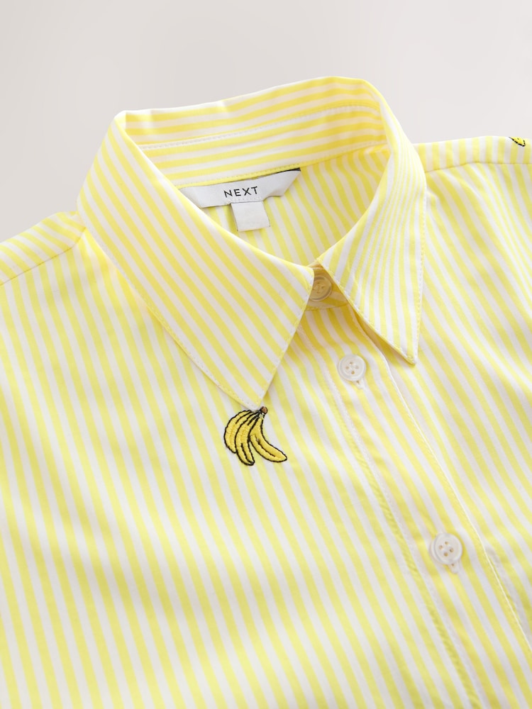 Yellow/White Stripe Banana Embroidered Long Sleeve Shirt - Image 9 of 9 Yellow/White Stripe Banana Embroidered Long Sleeve Shirt - Image 9 of 9