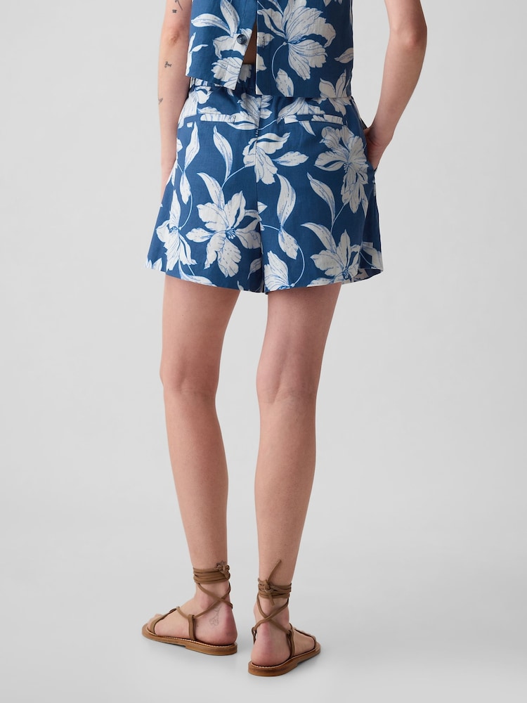 Gap Blue Floral 4" Linen Cotton Everyday Shorts - Image 1 of 4