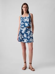 Gap Blue Floral 4" Linen Cotton Everyday Shorts - Image 3 of 4