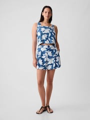 Gap Blue Floral 4" Linen Cotton Everyday Shorts - Image 4 of 4