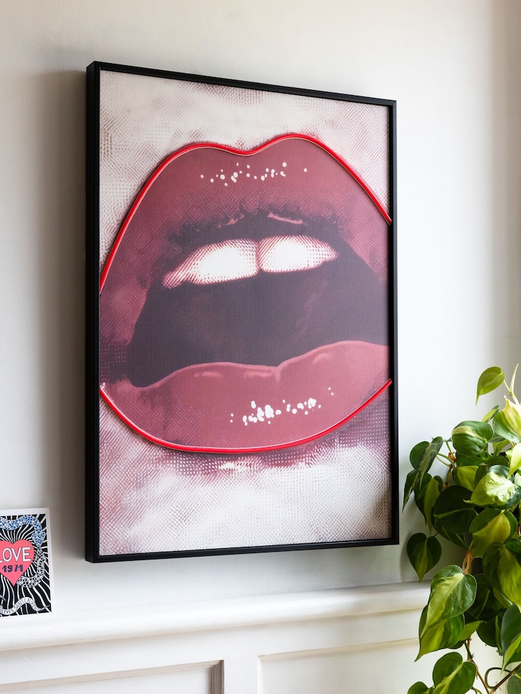 Rockett St George Red Lips Neon Light Up Wall Art - Image 2 of 2