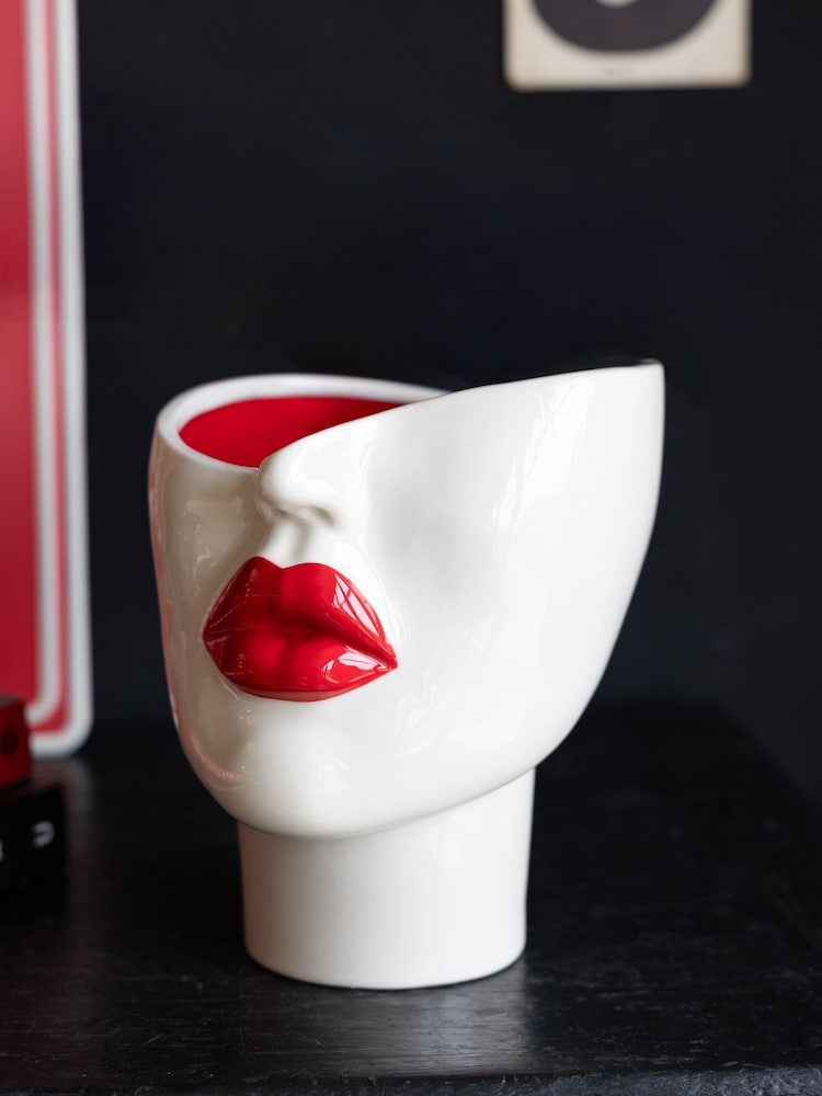 Rockett St George Red Lips Face Plant Pot - Image 1 of 5