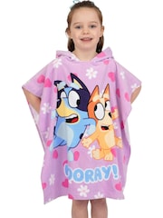 Character Purple Bluey And Bingo Hooded 100% Cotton Towel Poncho - Image 1 of 12
