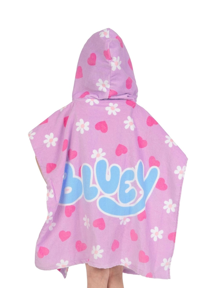 Character Purple Bluey And Bingo Hooded 100% Cotton Towel Poncho - Image 2 of 12