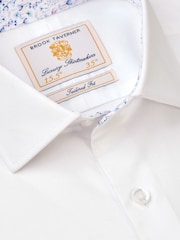 Brook Taverner White Herringbone Stretch Cotton Long Sleeve Shirt - Image 2 of 3