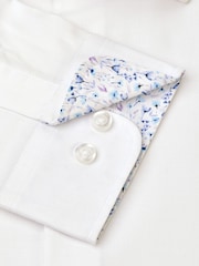 Brook Taverner White Herringbone Stretch Cotton Long Sleeve Shirt - Image 3 of 3