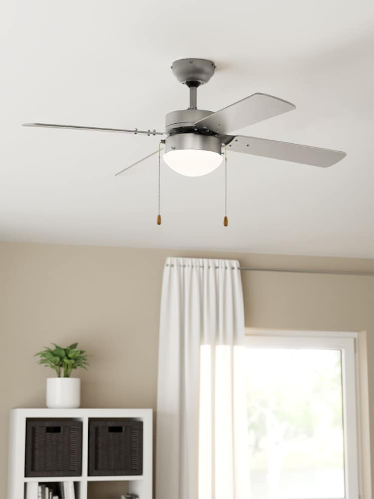 Eglo Satin Nickel Gelsina Reversible Ceiling Fan - Image 1 of 5
