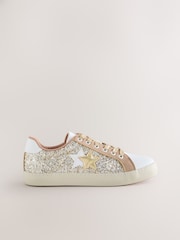Gold Forever Comfort® Glitter Star Detail Baseball Lace Up Trainers - Image 2 of 5