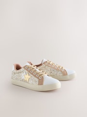 Gold Forever Comfort® Glitter Star Detail Baseball Lace Up Trainers - Image 3 of 5